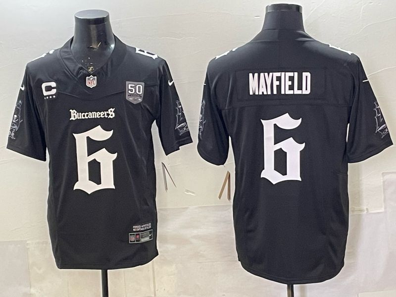 Men 2025 Nike Tampa Bay Buccaneers #6 Mayfield black 7th generation Limited NFL Jersey 01